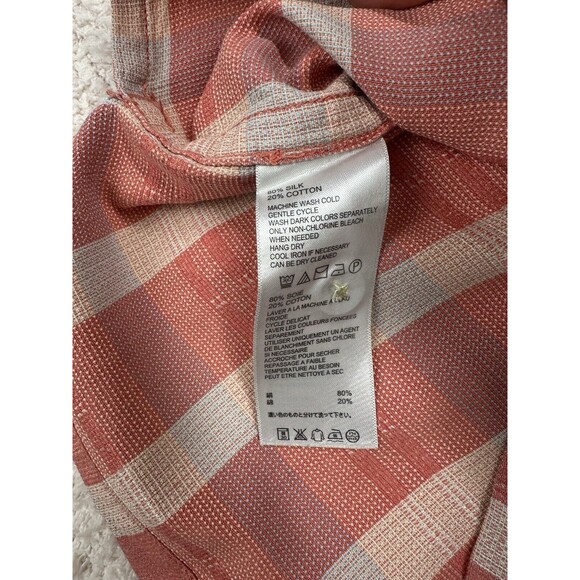 Tommy Bahama Shirt Mens XL Salmon Plaid Silk Short Sleeve Button Up Relax - Picture 9 of 10